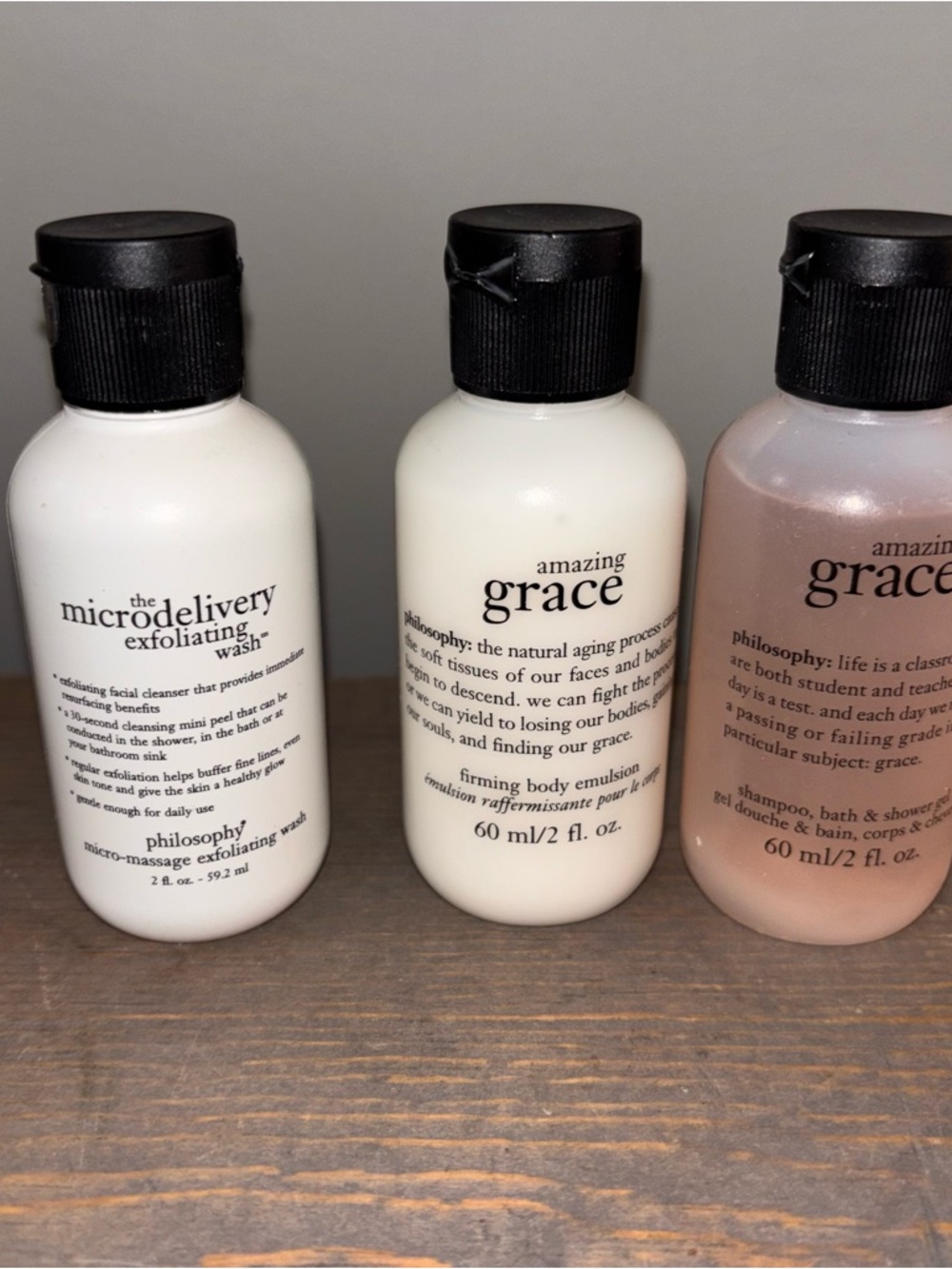 Philosophy Amazing Grace Shampoo Bath Gel, Body Firming Cream& Microdelivery New